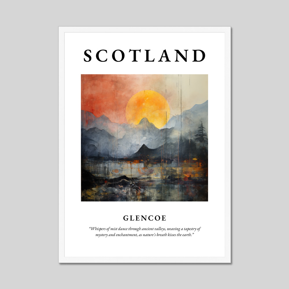 Poster in a white frame with the word Scotland