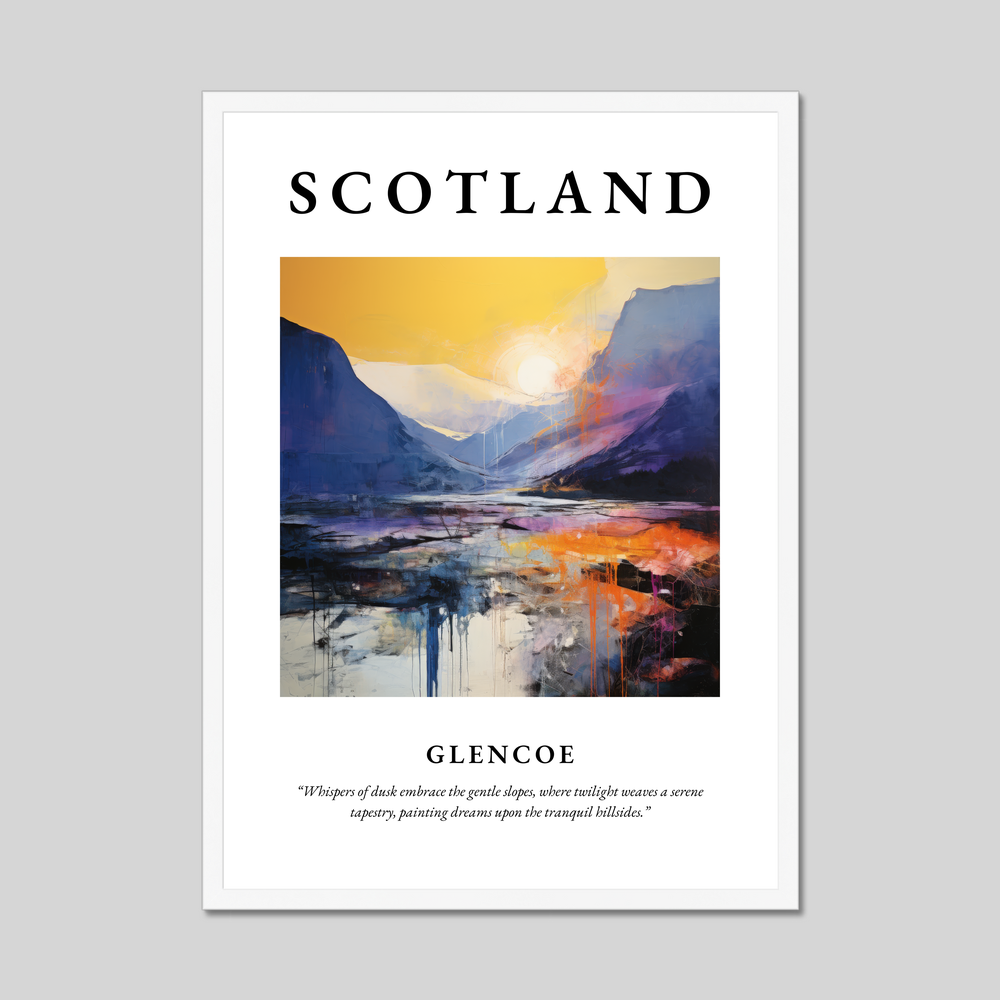 Poster in a white frame with the word Scotland