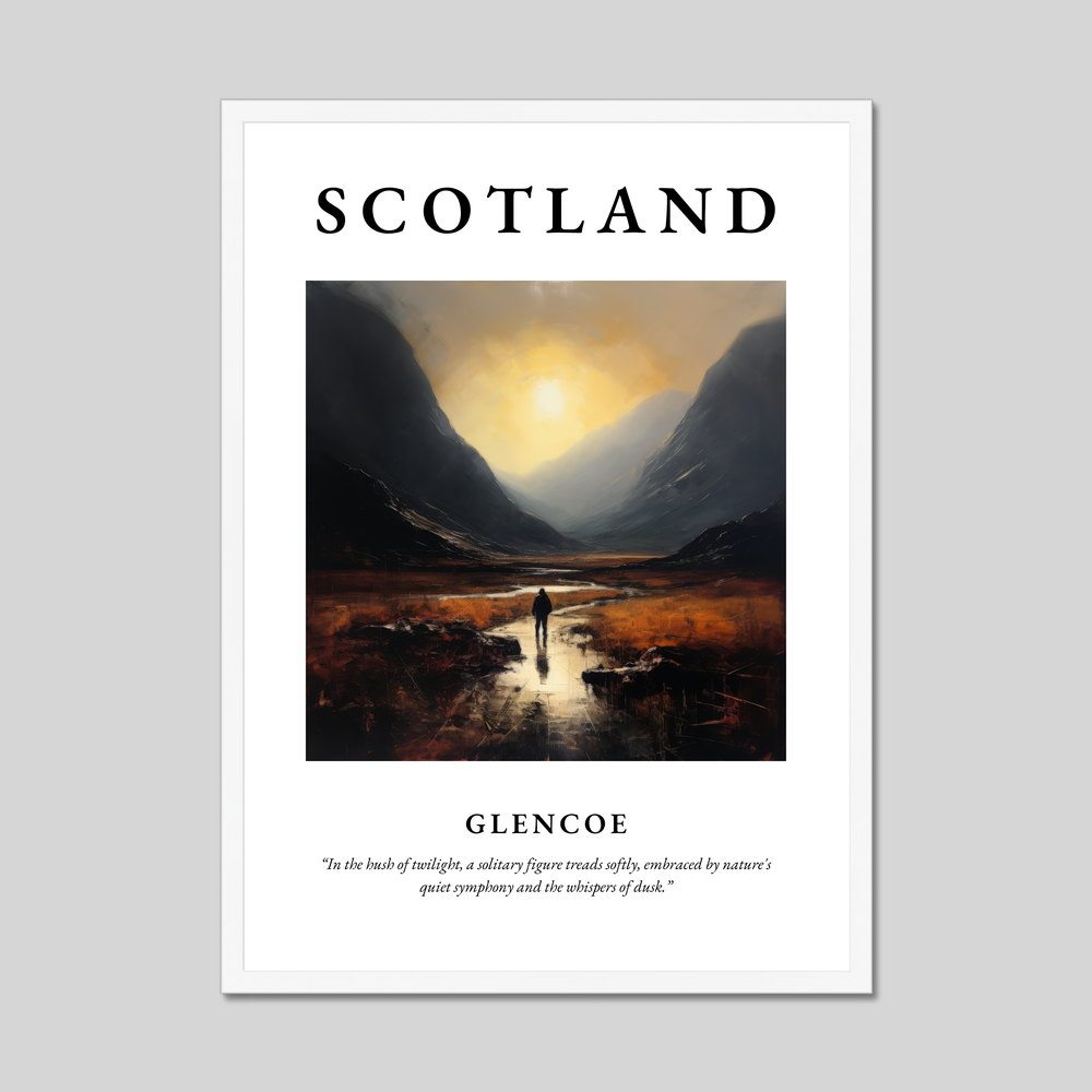 Poster in a white frame with the word Scotland