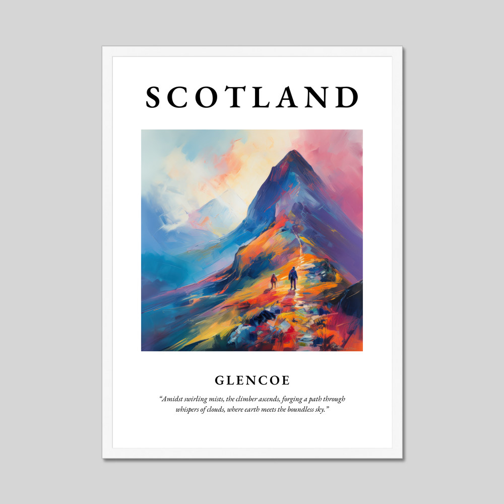 Poster in a white frame with the word Scotland