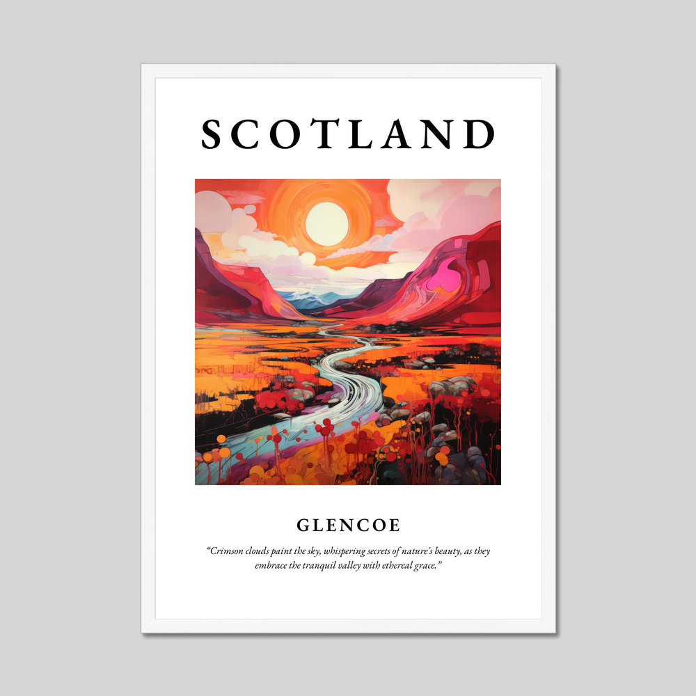 Poster in a white frame with the word Scotland