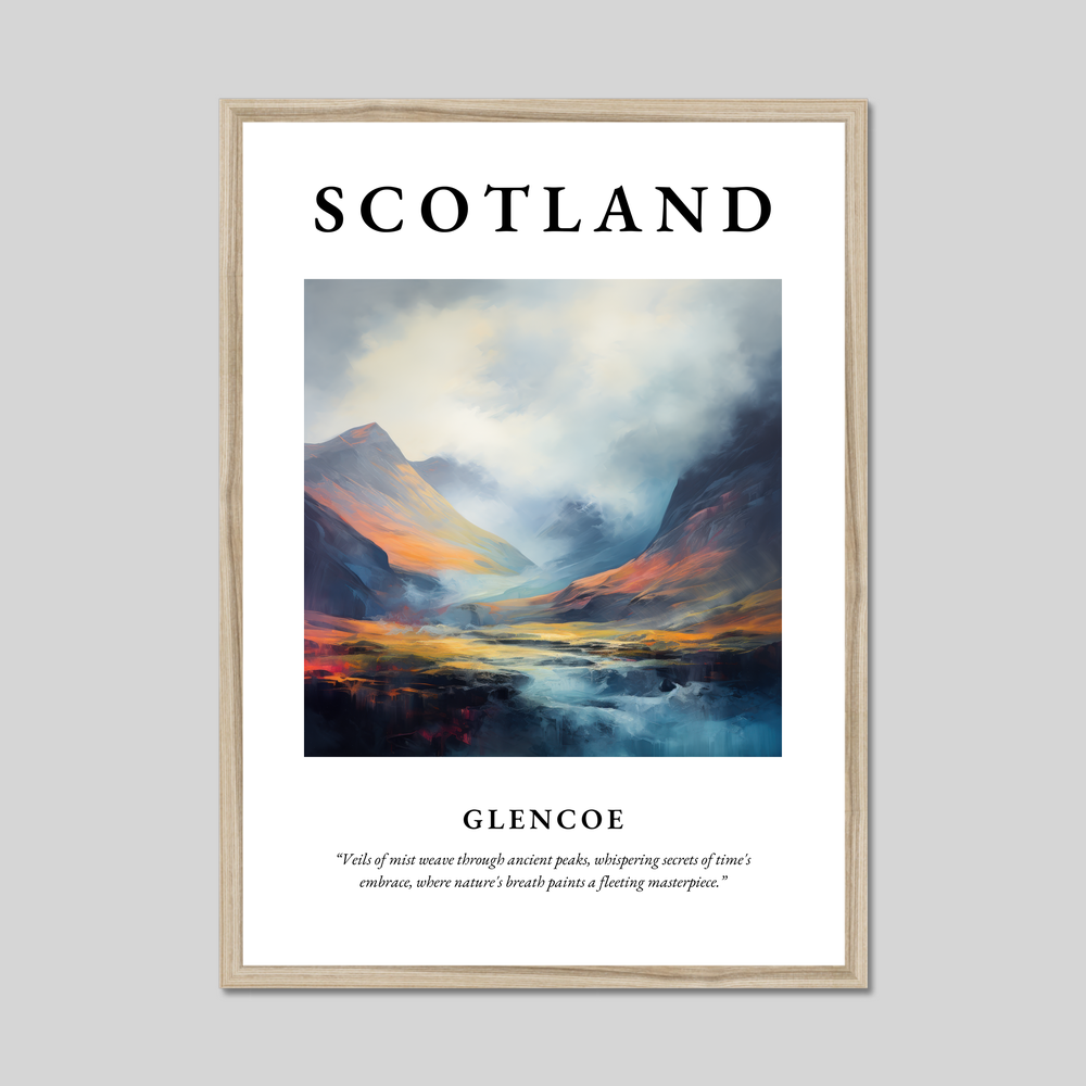 Poster in a natural frame with the word Scotland