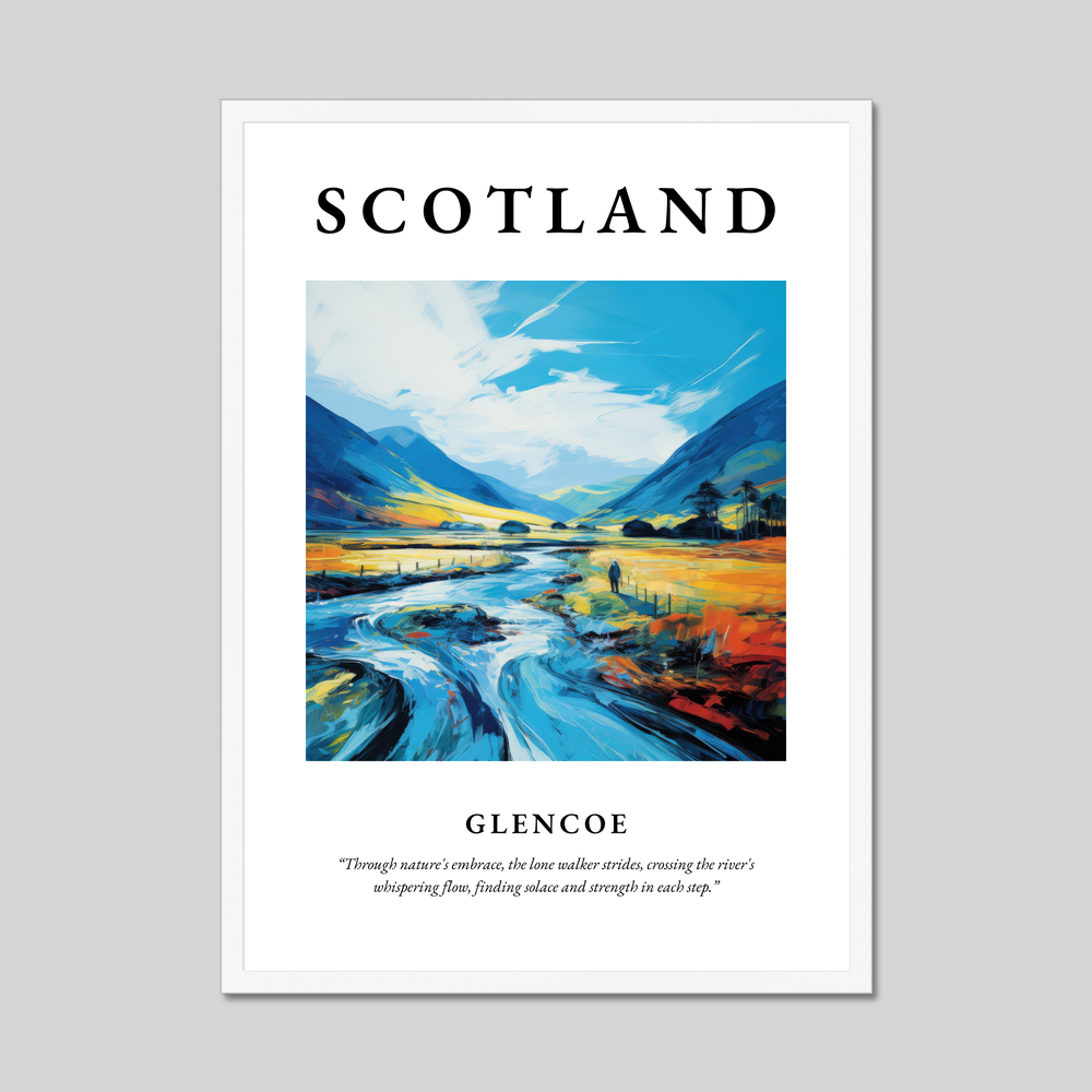 Poster in a white frame with the word Scotland