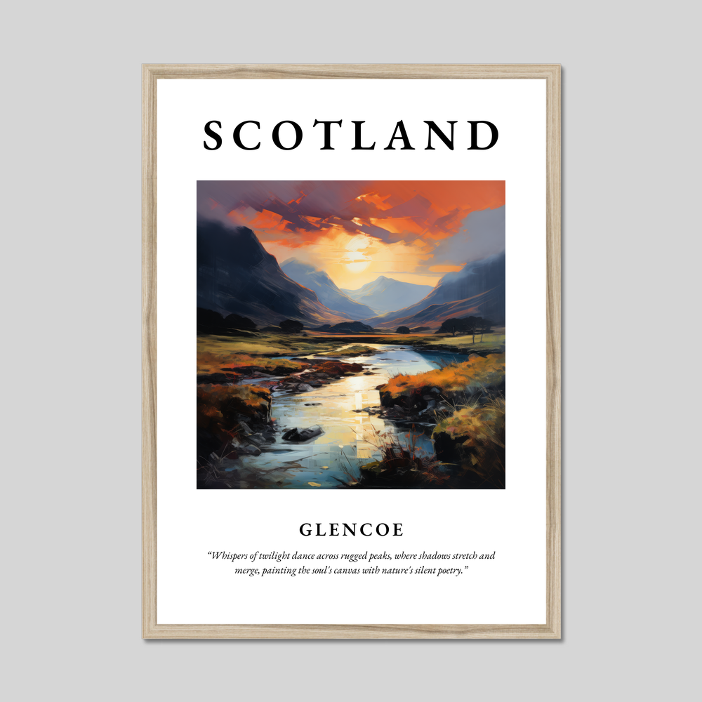 Poster in a natural frame with the word Scotland