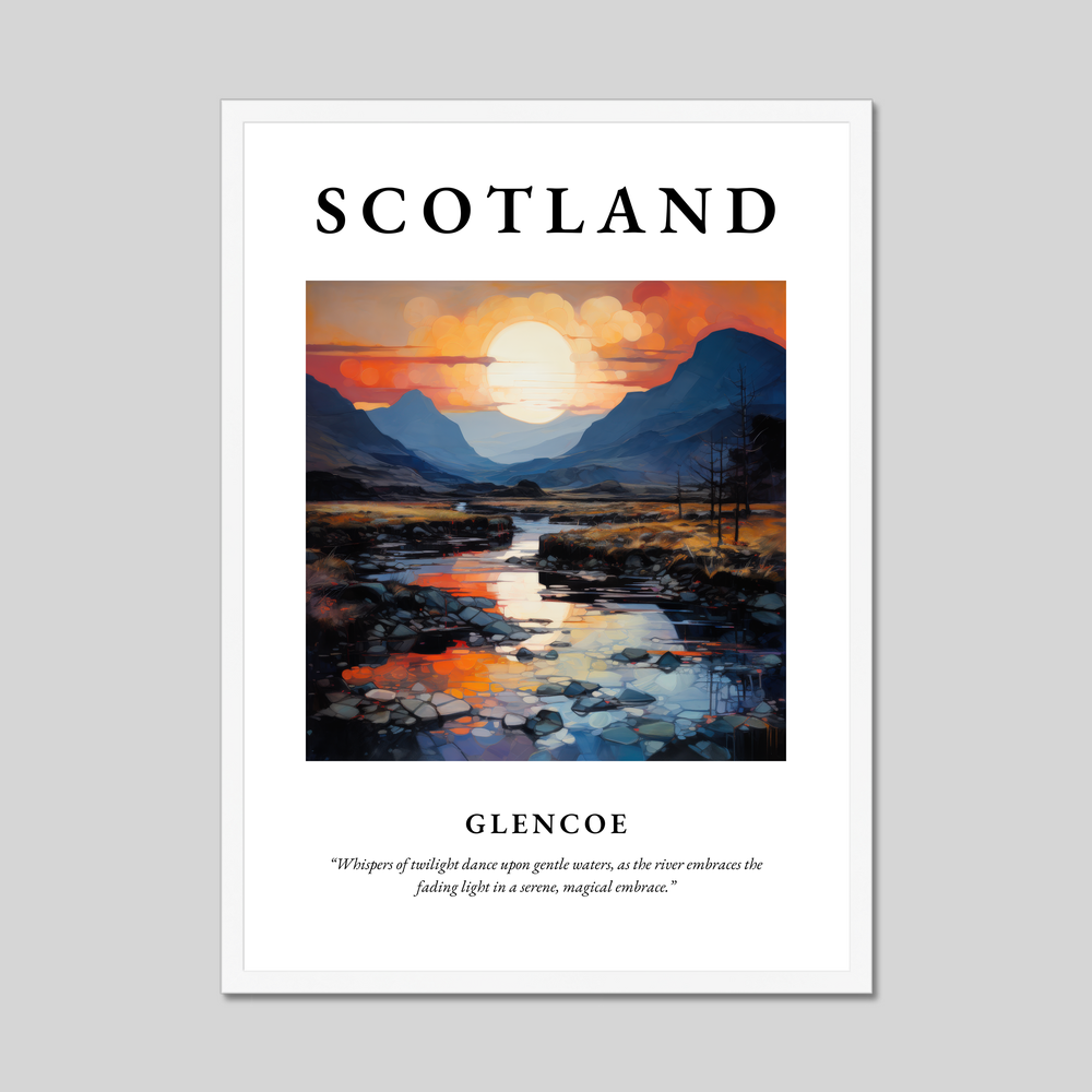 Poster in a white frame with the word Scotland