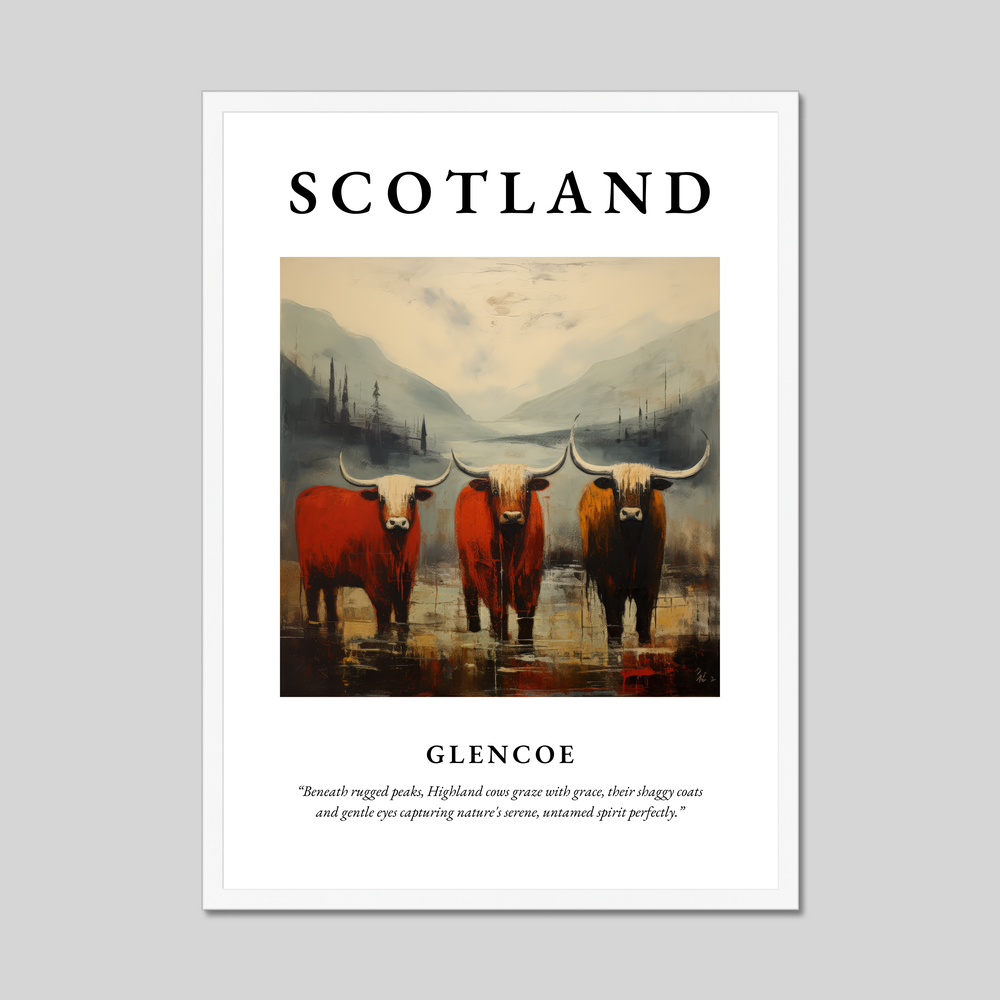 Poster in a white frame with the word Scotland