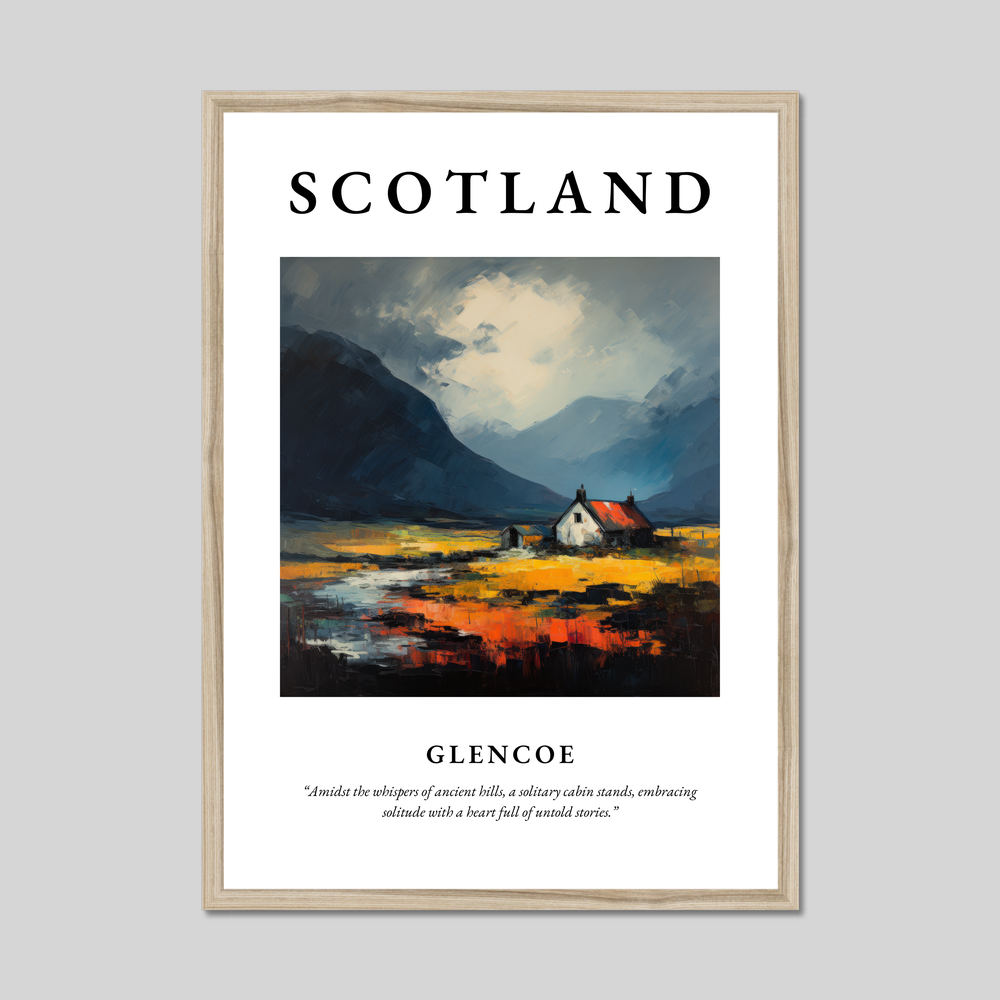 Poster in a natural frame with the word Scotland