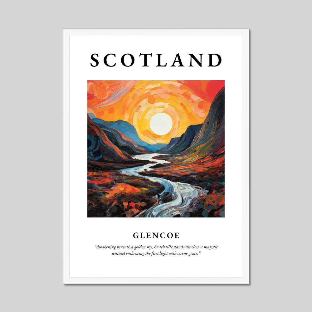 Poster in a white frame with the word Scotland