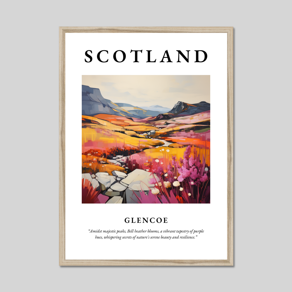 Poster in a natural frame with the word Scotland