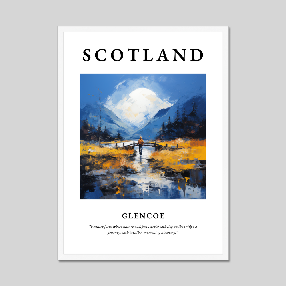 Poster in a white frame with the word Scotland