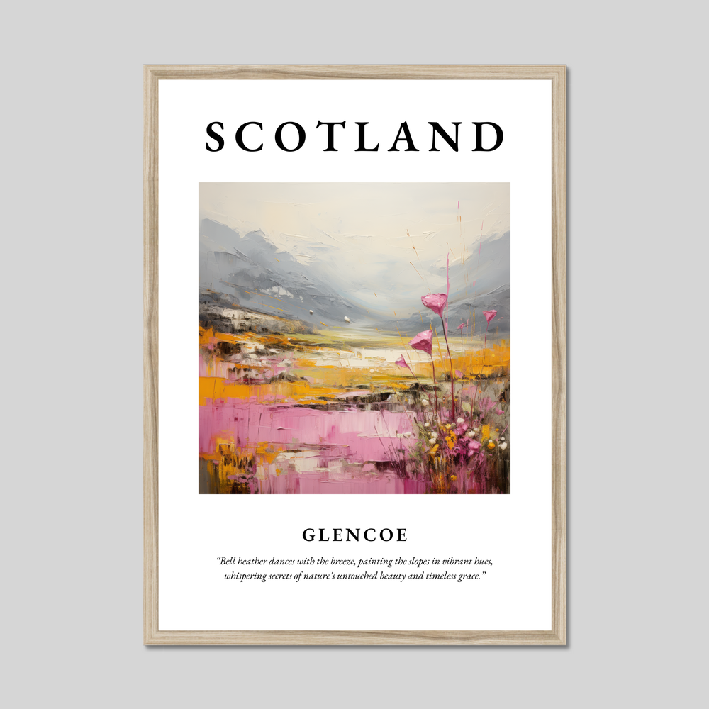 Poster in a natural frame with the word Scotland