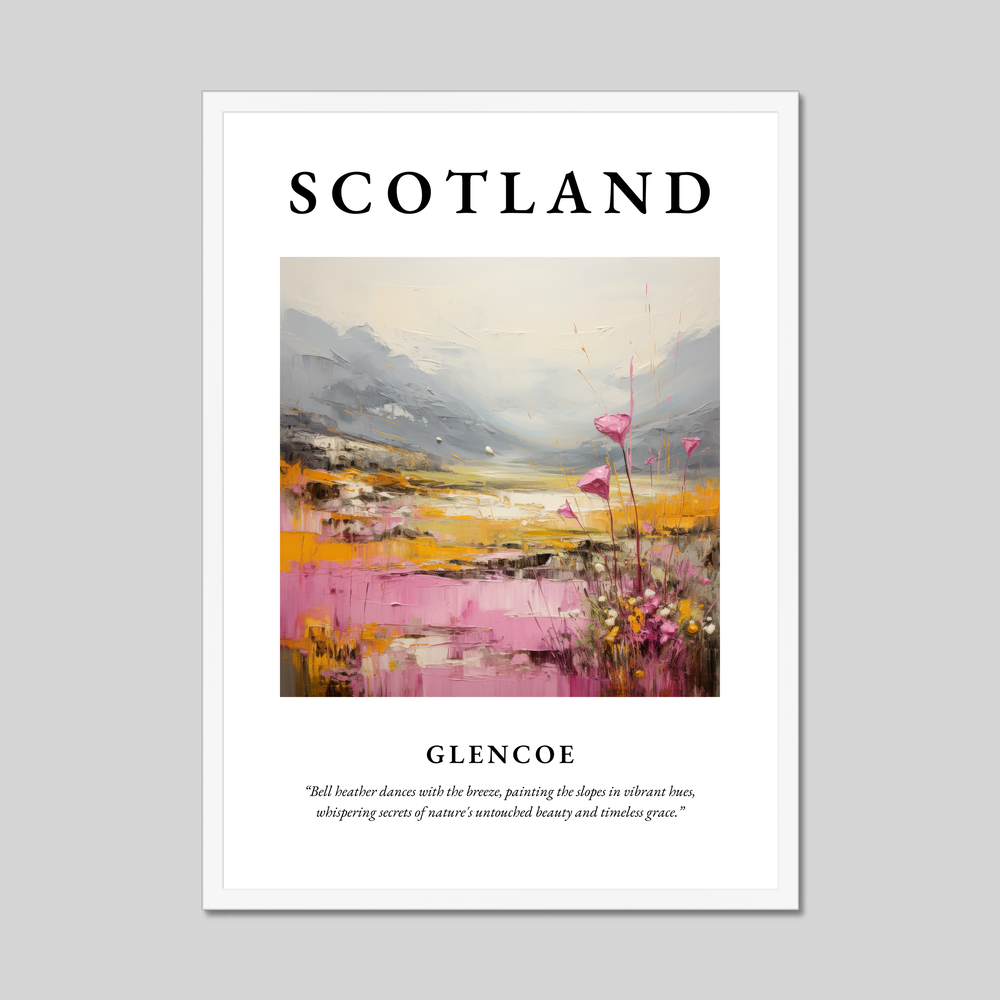 Poster in a white frame with the word Scotland