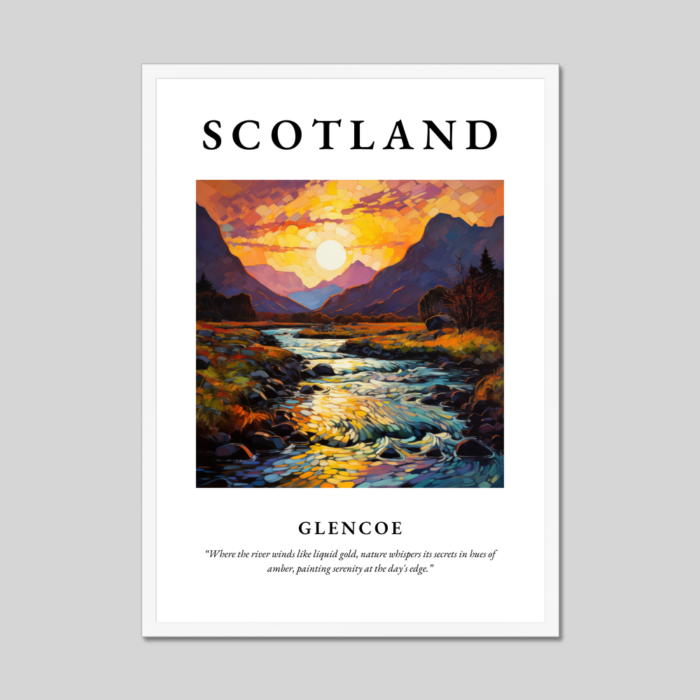 Poster in a white frame with the word Scotland