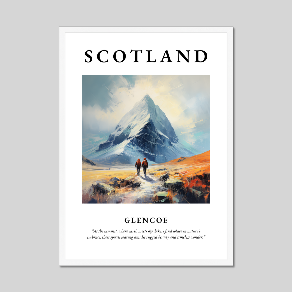 Poster in a white frame with the word Scotland