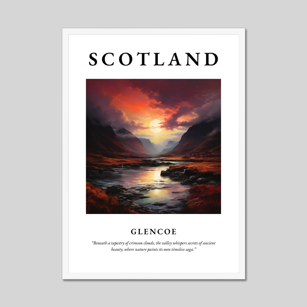 Poster in a white frame with the word Scotland