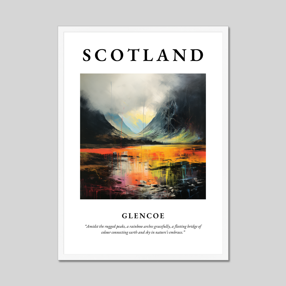 Poster in a white frame with the word Scotland