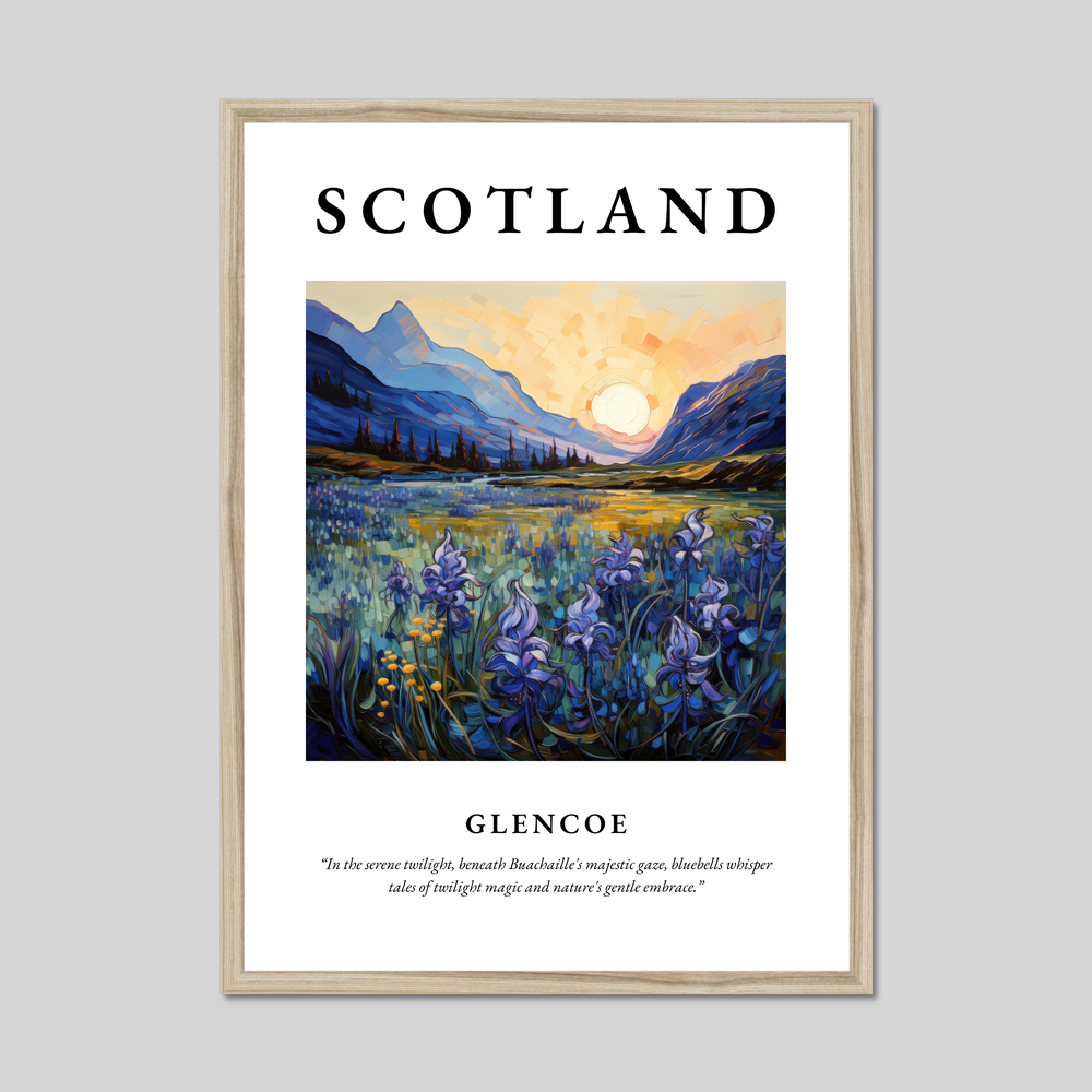 Poster in a natural frame with the word Scotland