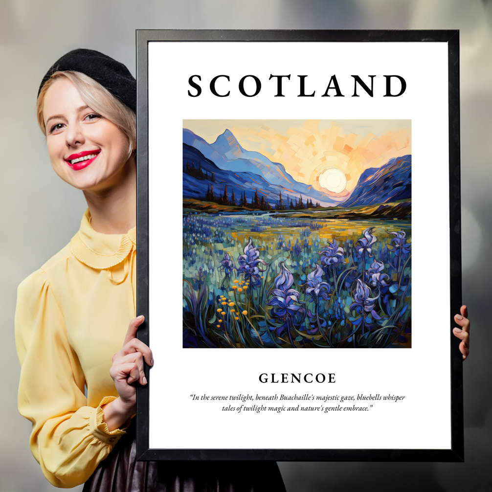 Person holding a poster of Glencoe