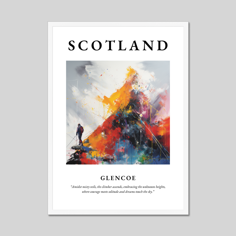 Poster in a white frame with the word Scotland