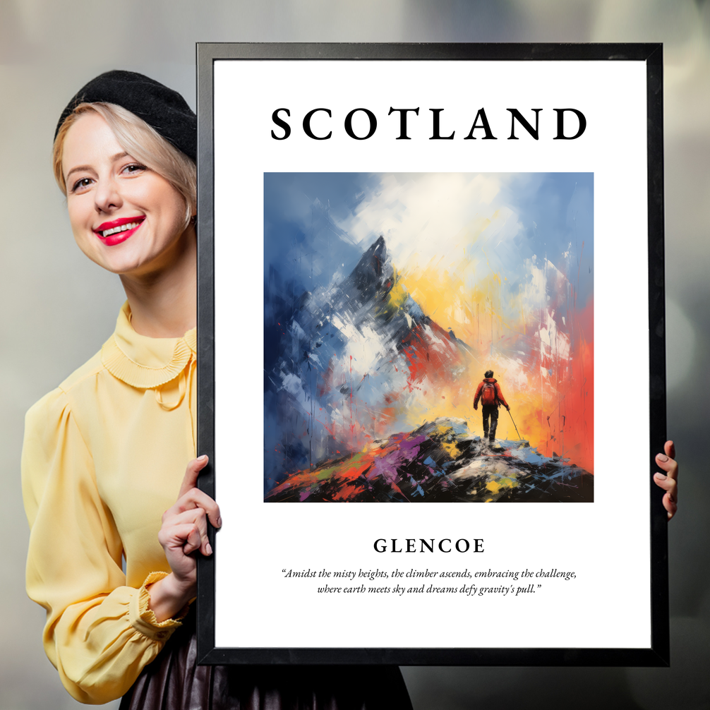 Person holding a poster of Glencoe