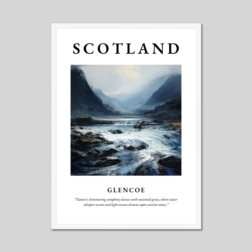 Poster in a white frame with the word Scotland