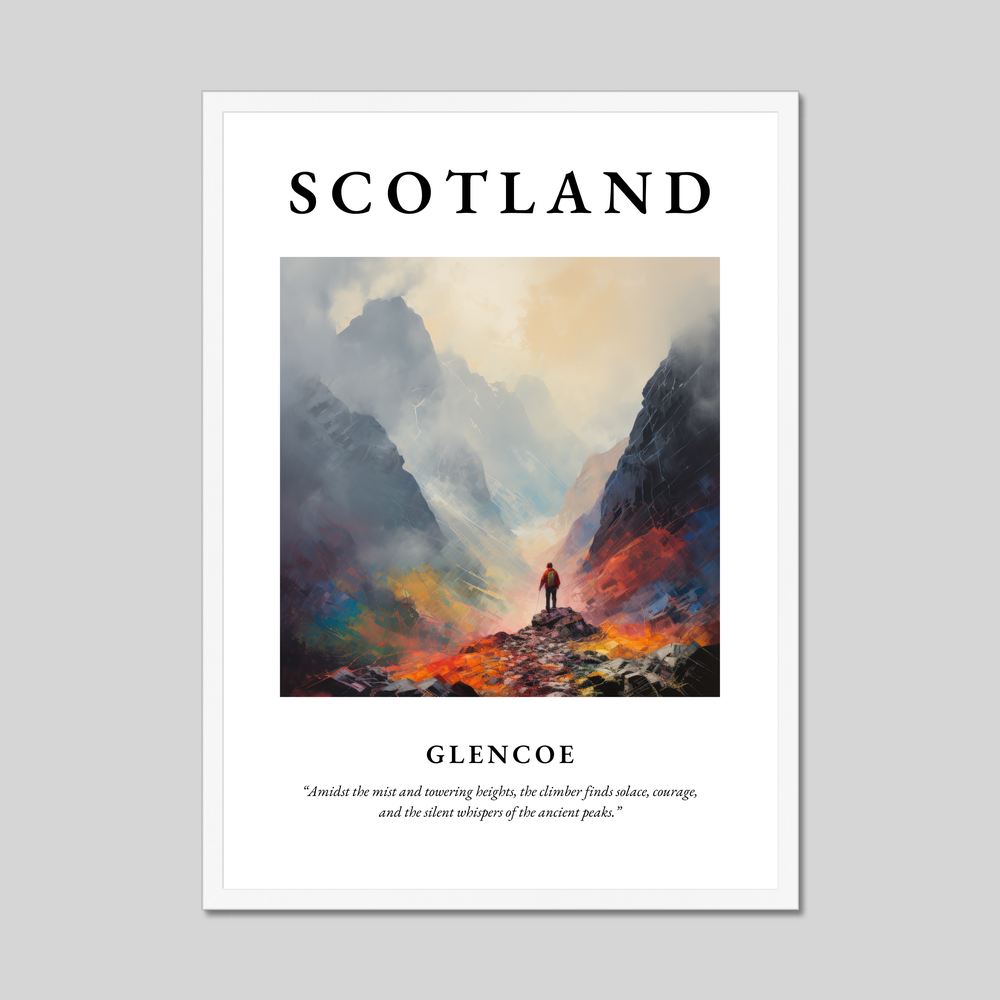 Poster in a white frame with the word Scotland