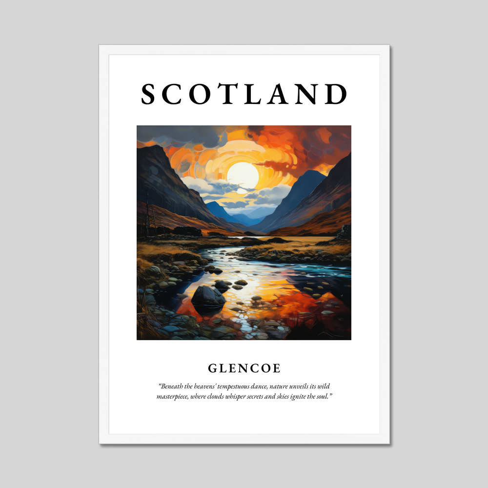 Poster in a white frame with the word Scotland