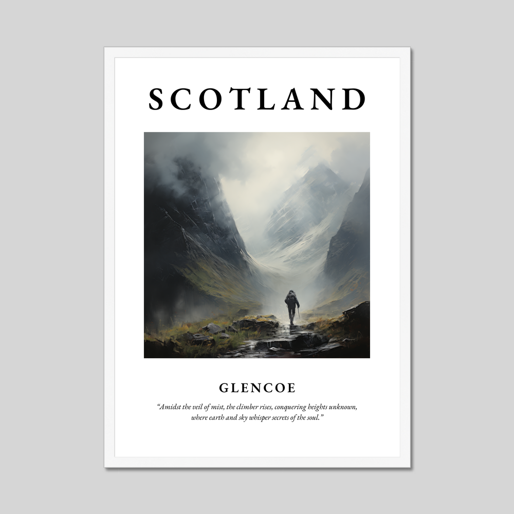 Poster in a white frame with the word Scotland