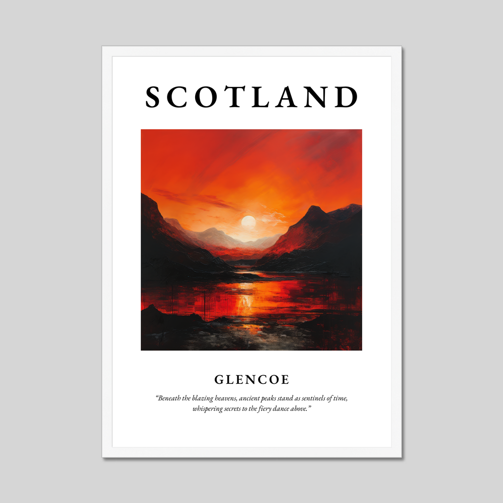 Poster in a white frame with the word Scotland