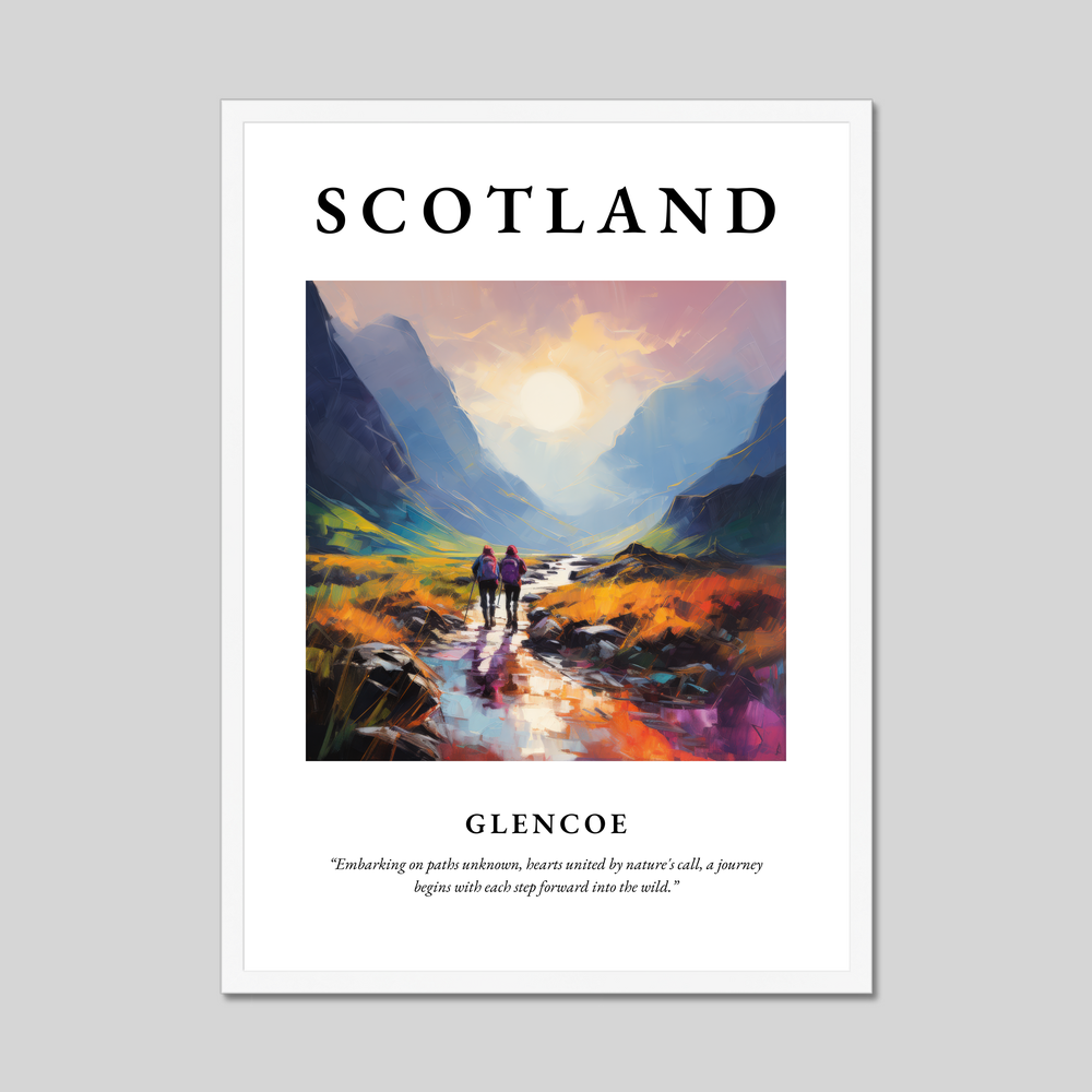 Poster in a white frame with the word Scotland