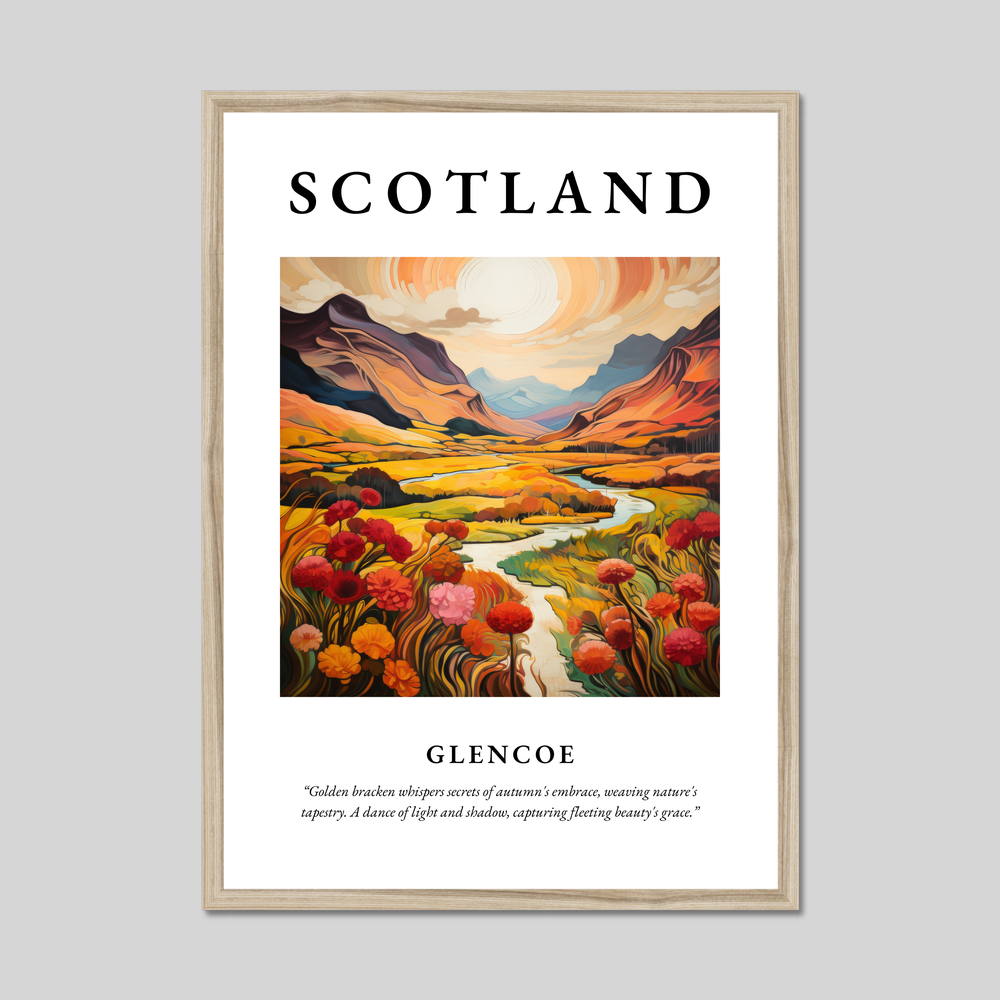 Poster in a natural frame with the word Scotland