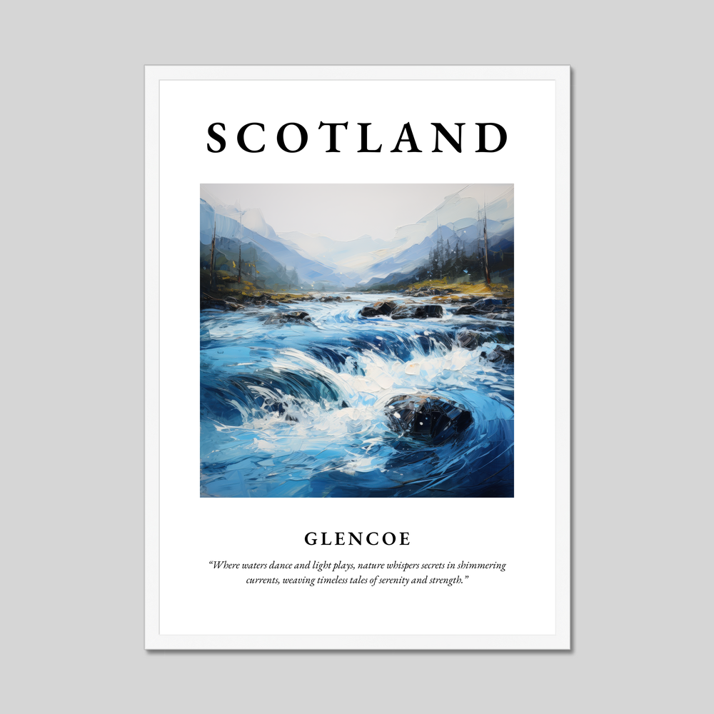 Poster in a white frame with the word Scotland