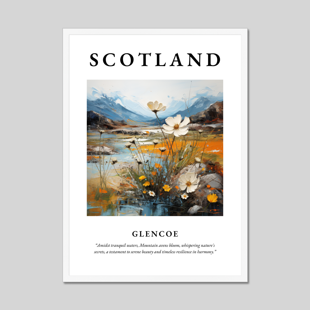 Poster in a white frame with the word Scotland