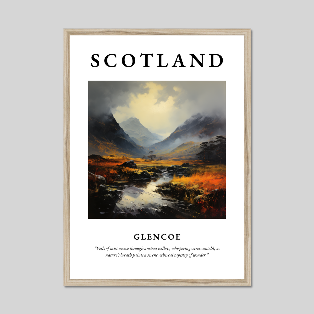 Poster in a natural frame with the word Scotland