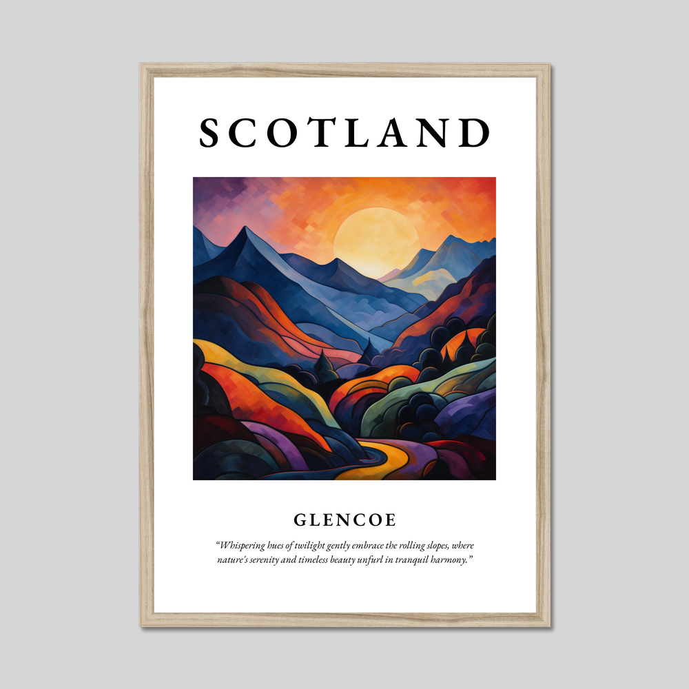 Poster in a natural frame with the word Scotland