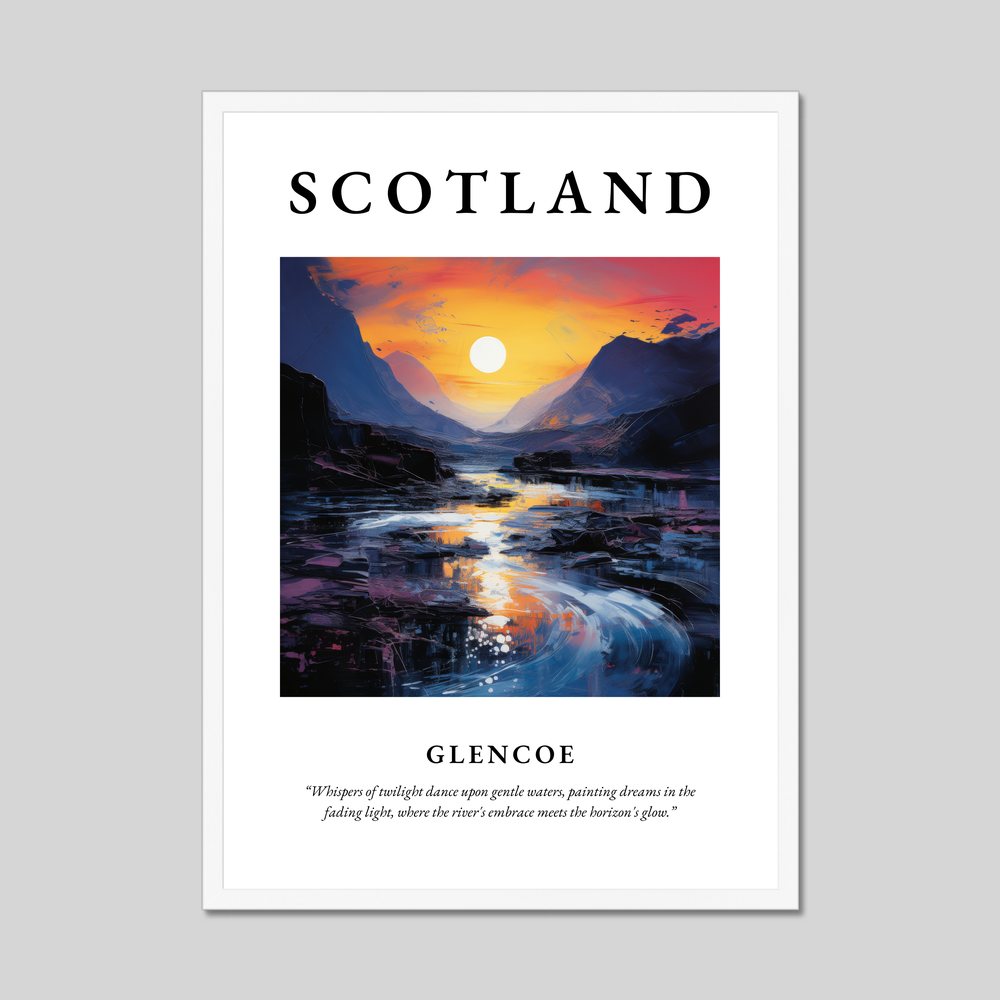 Poster in a white frame with the word Scotland