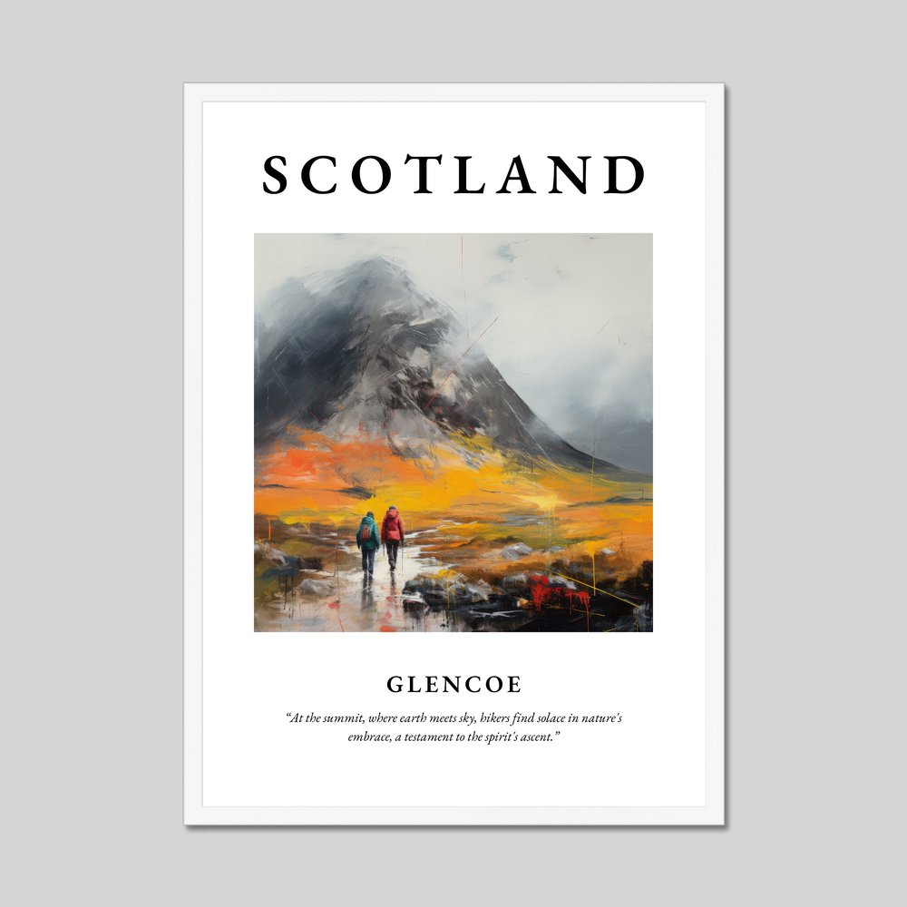 Poster in a white frame with the word Scotland