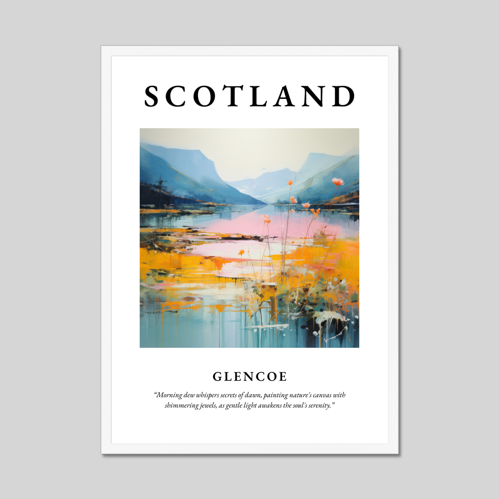 Poster in a white frame with the word Scotland