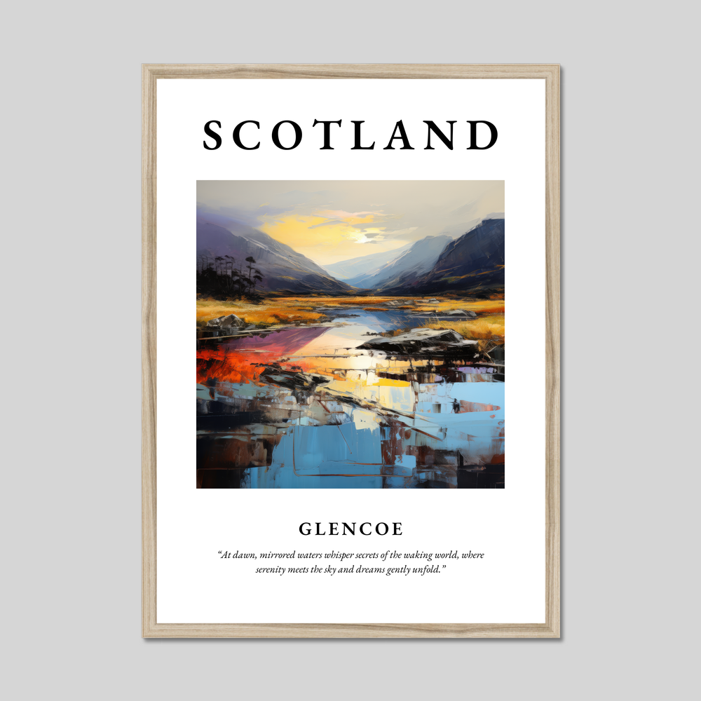 Poster in a natural frame with the word Scotland