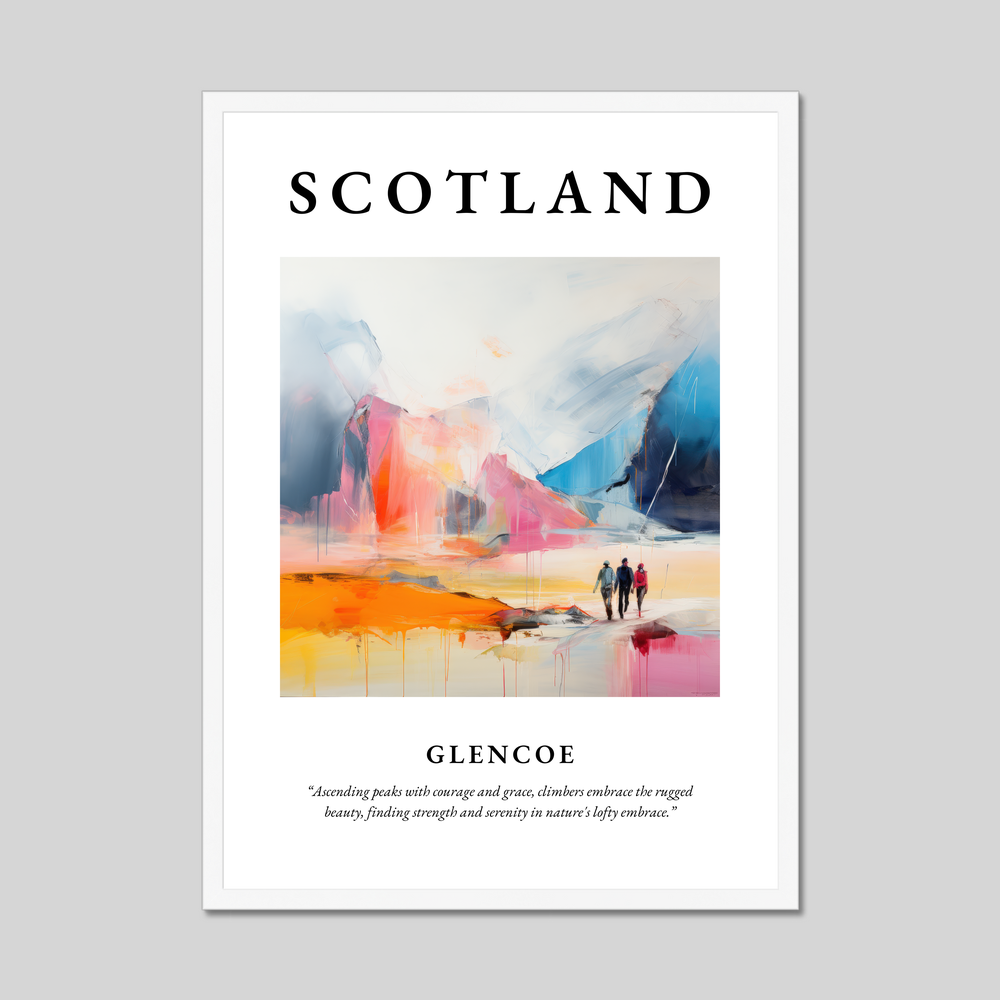 Poster in a white frame with the word Scotland