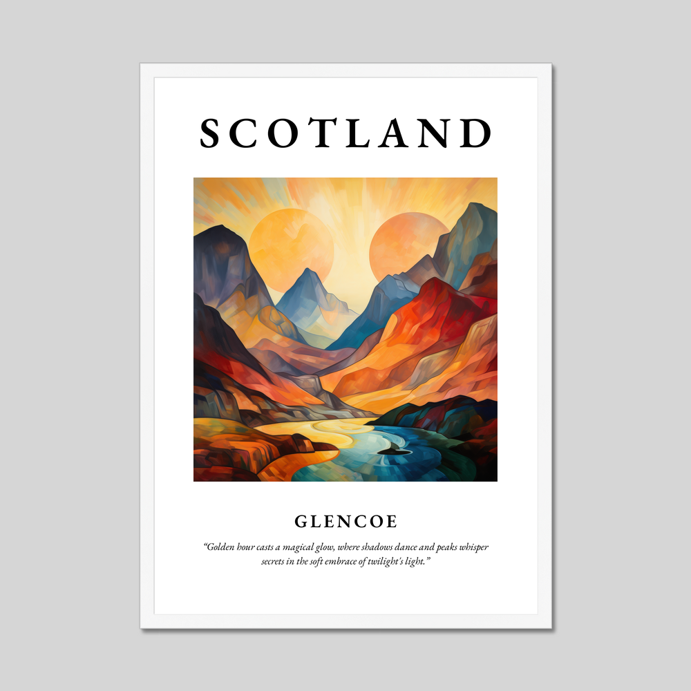 Poster in a white frame with the word Scotland