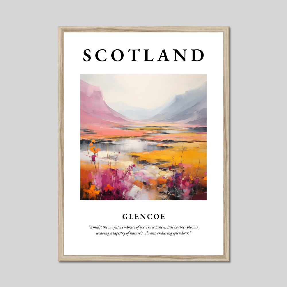 Poster in a natural frame with the word Scotland