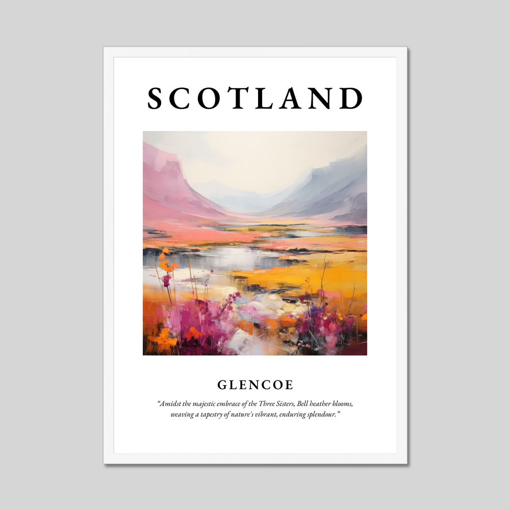 Poster in a white frame with the word Scotland