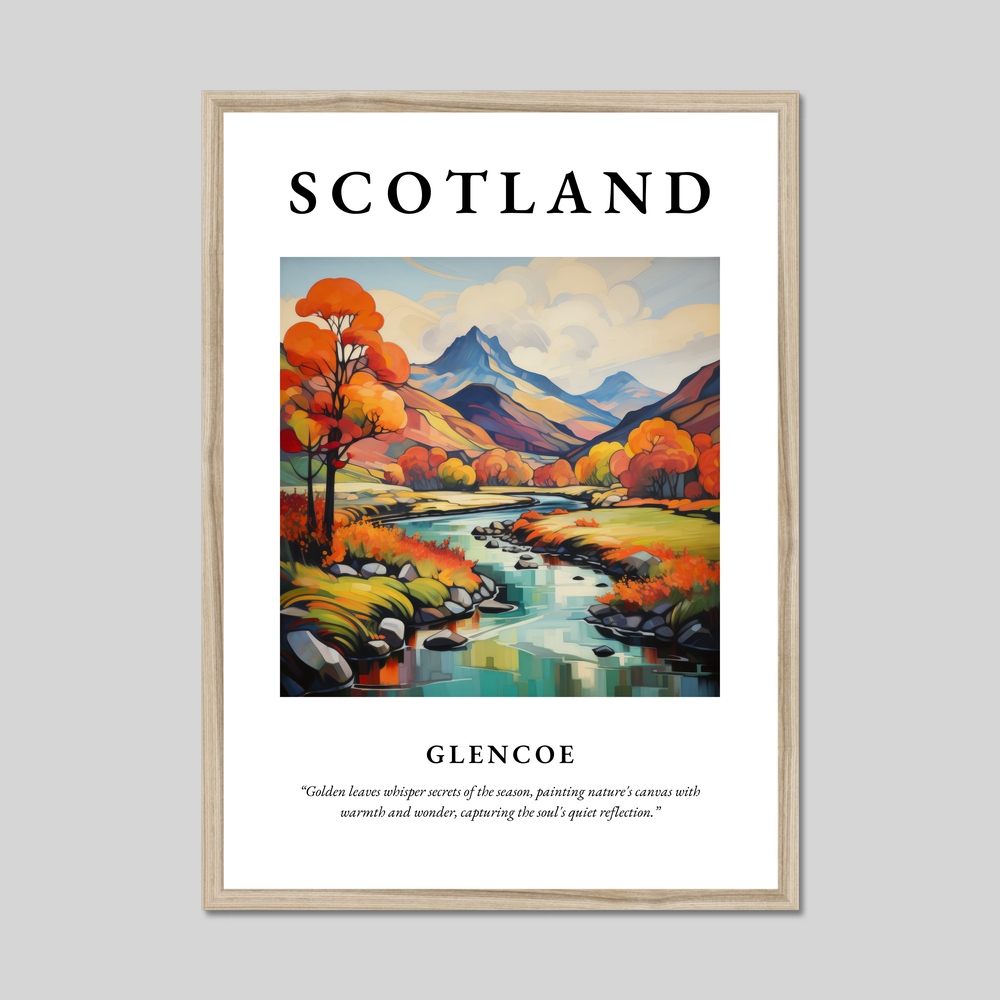 Poster in a natural frame with the word Scotland