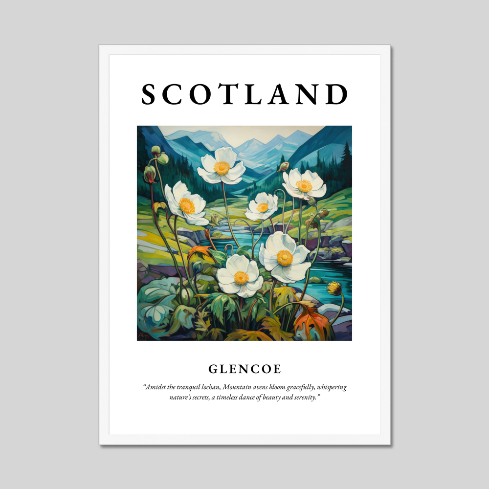 Poster in a white frame with the word Scotland