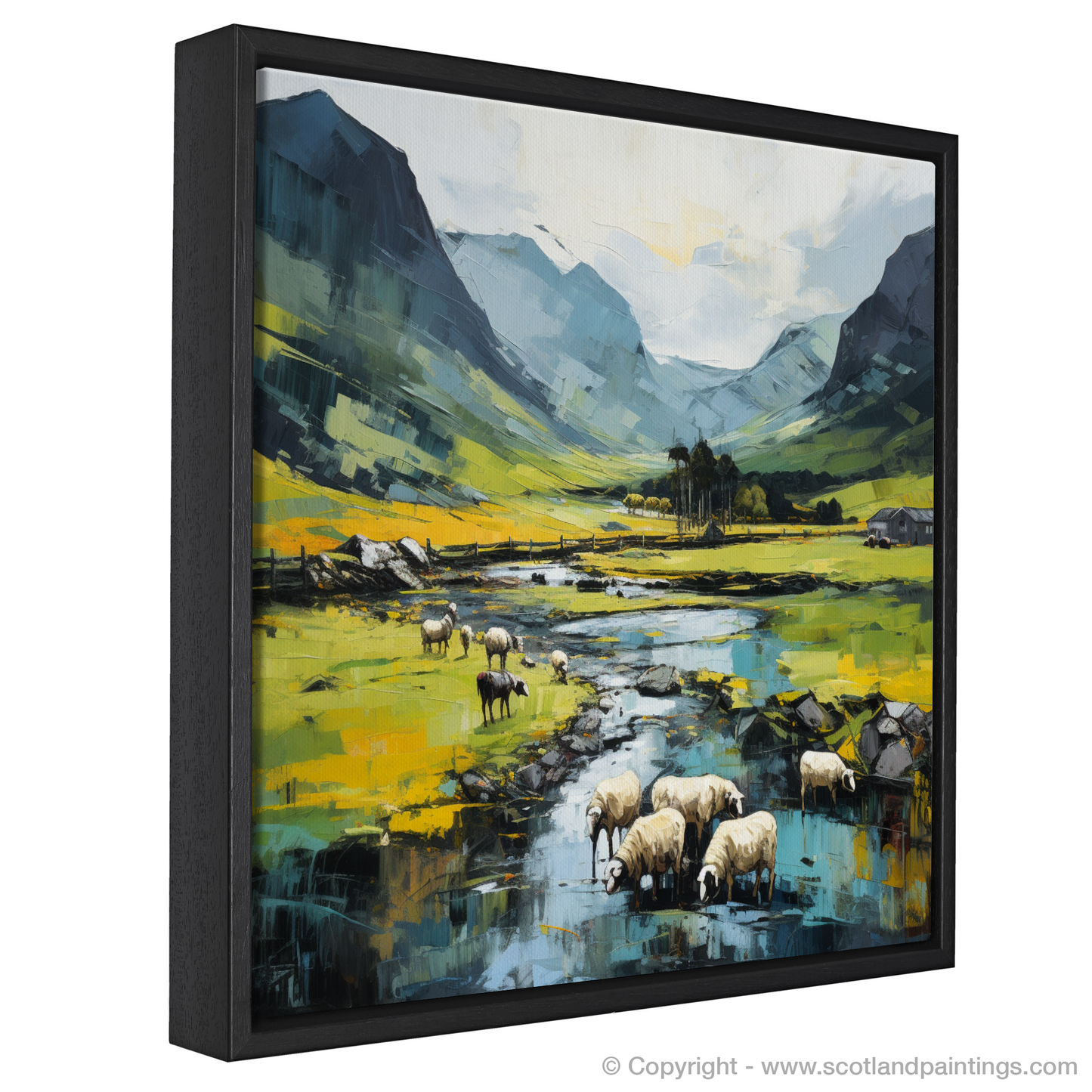 Cubist Serenity: Grazing Sheep in Glencoe