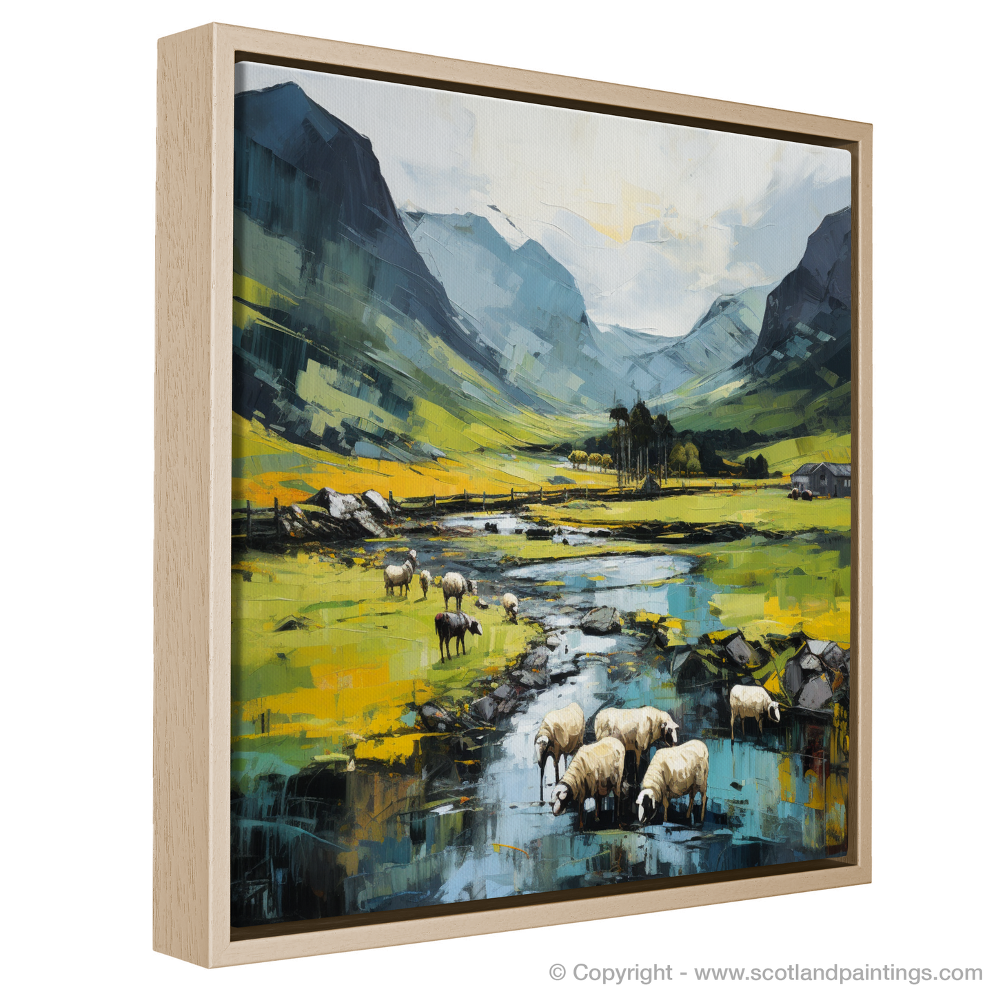 Cubist Serenity: Grazing Sheep in Glencoe