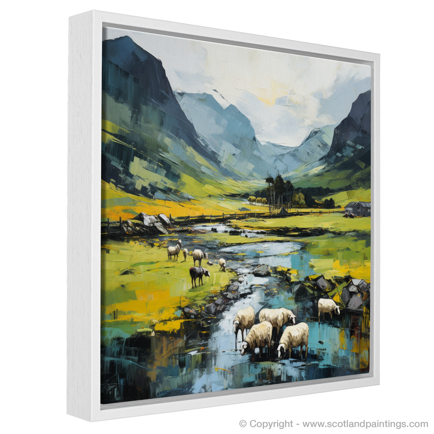 Cubist Serenity: Grazing Sheep in Glencoe