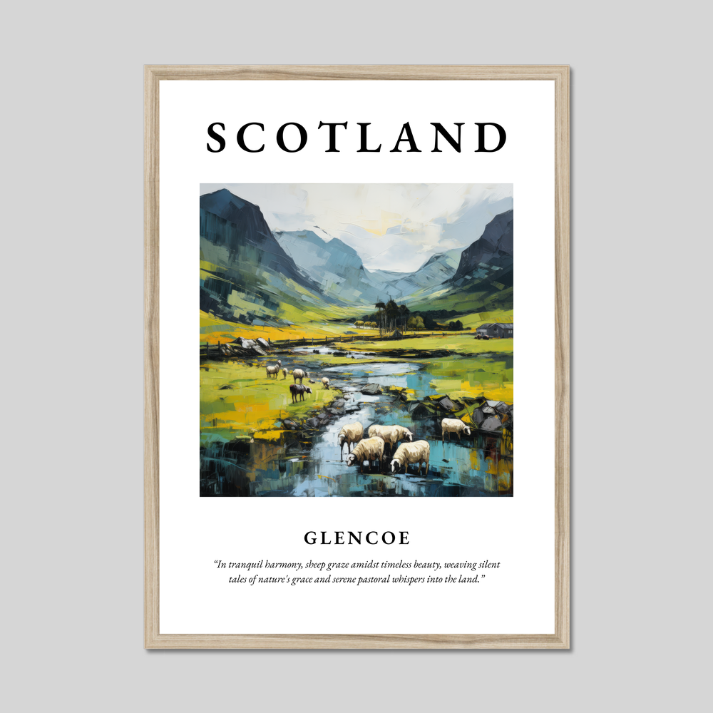 Poster in a natural frame with the word Scotland