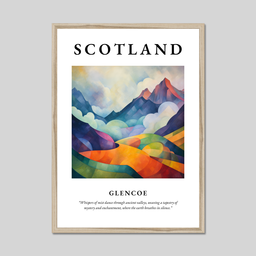 Poster in a natural frame with the word Scotland